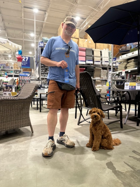 River Days Australian Labradoodle CGC-certified dog showcasing excellent manners and training foundation.